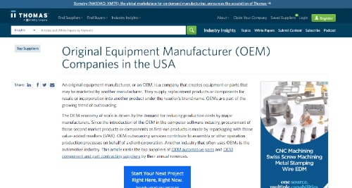 原始设备制造商(OEM)公司在美国
